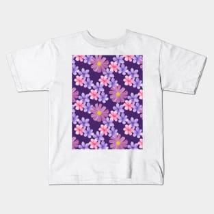 Diseño flores rosas y moradas Kids T-Shirt